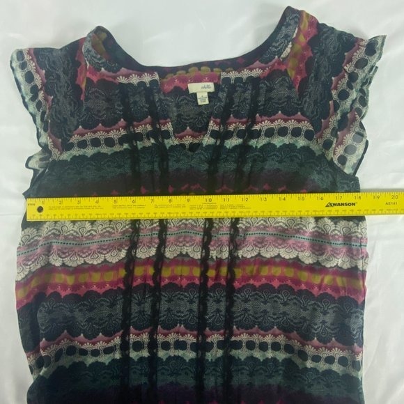 Anthropologie‎ Odille Silk Blouse Women Size 8 Banded Hem Pintuck Pleated Top - Picture 8 of 13